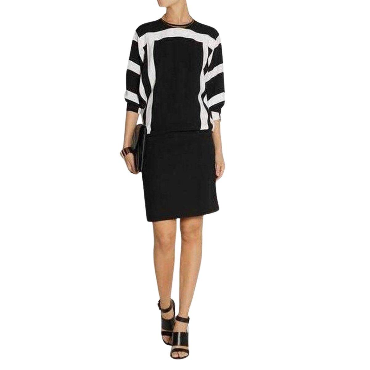 Chloe Black and White Monocrome Crepe Shift Dress