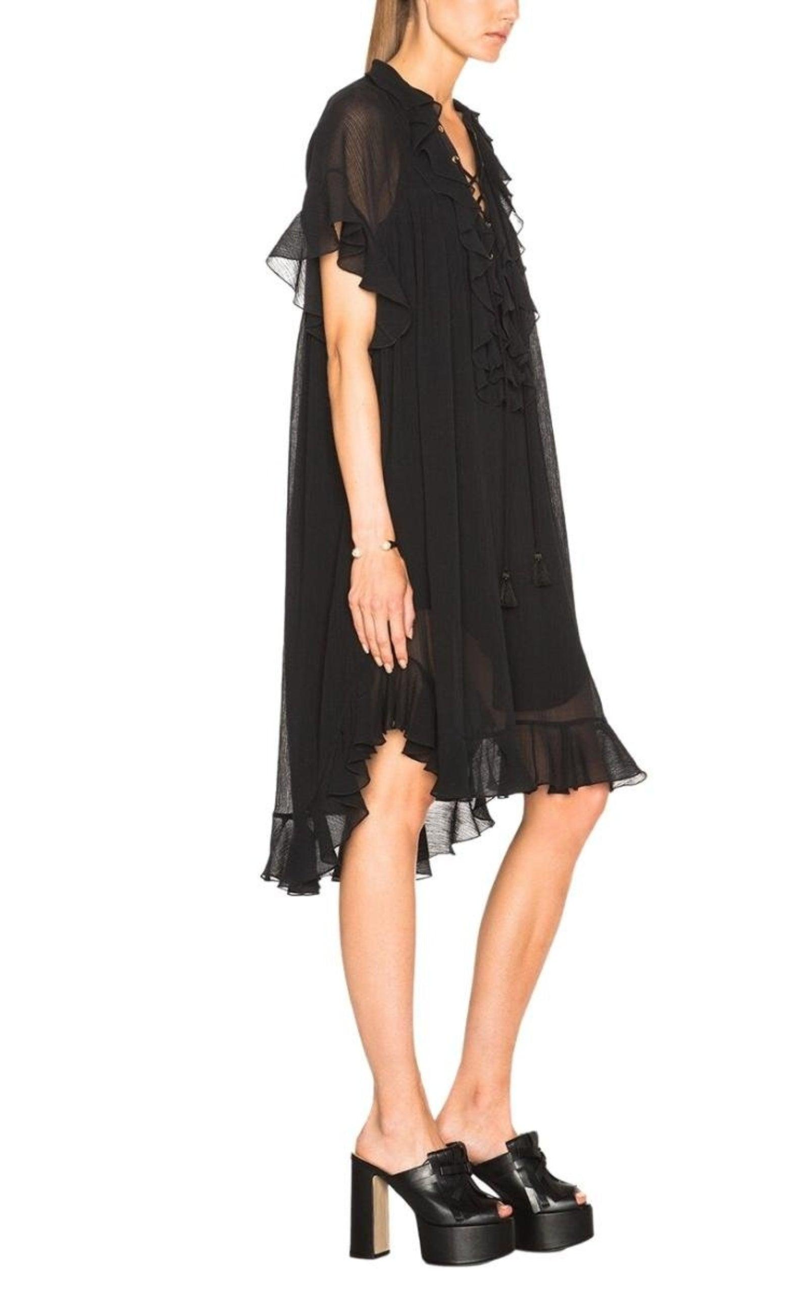 Cotton Crepon Gauze Ruffle Dress Chloe