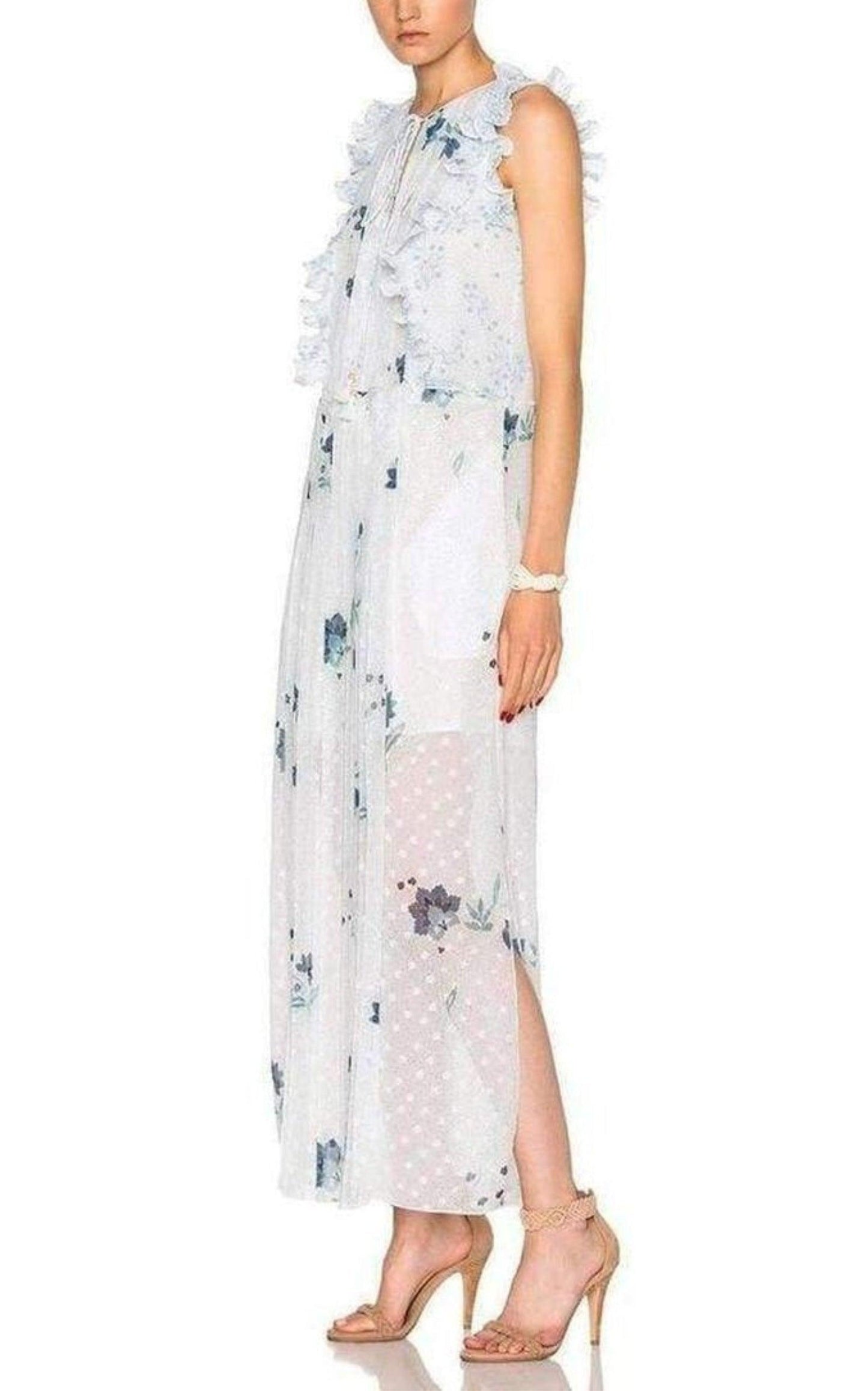 Ruffle Trimmed Printed Fil Coupe Maxi Dress Chloe