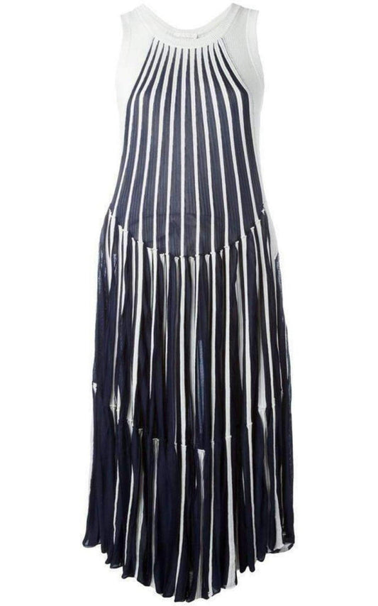 Vertical Stripe Midi Dress Chloe