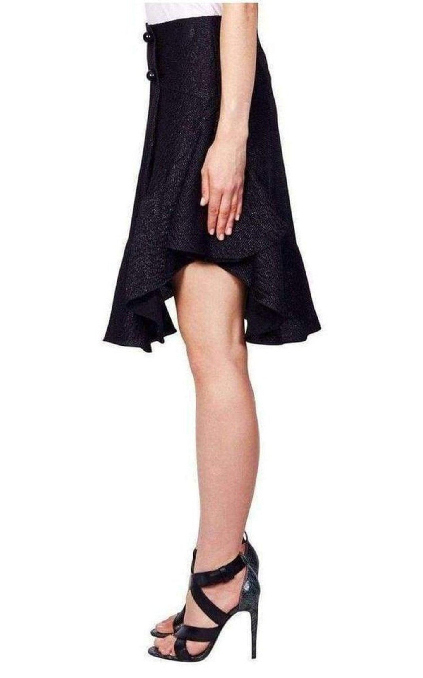 Wavy Shiny Black Jacquard Skirt Chloe