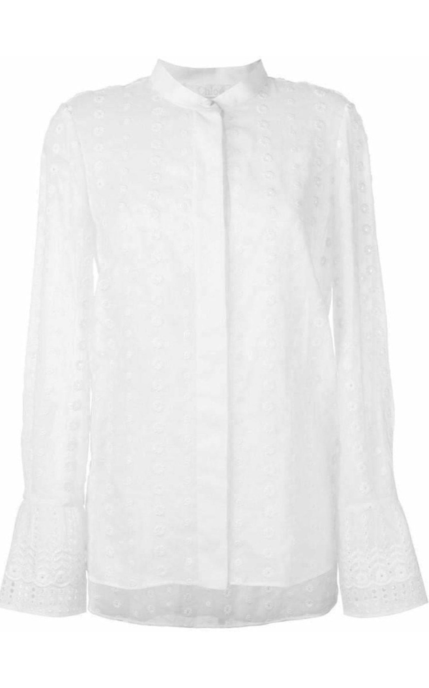 White Cotton Embroidered Shirt Chloe