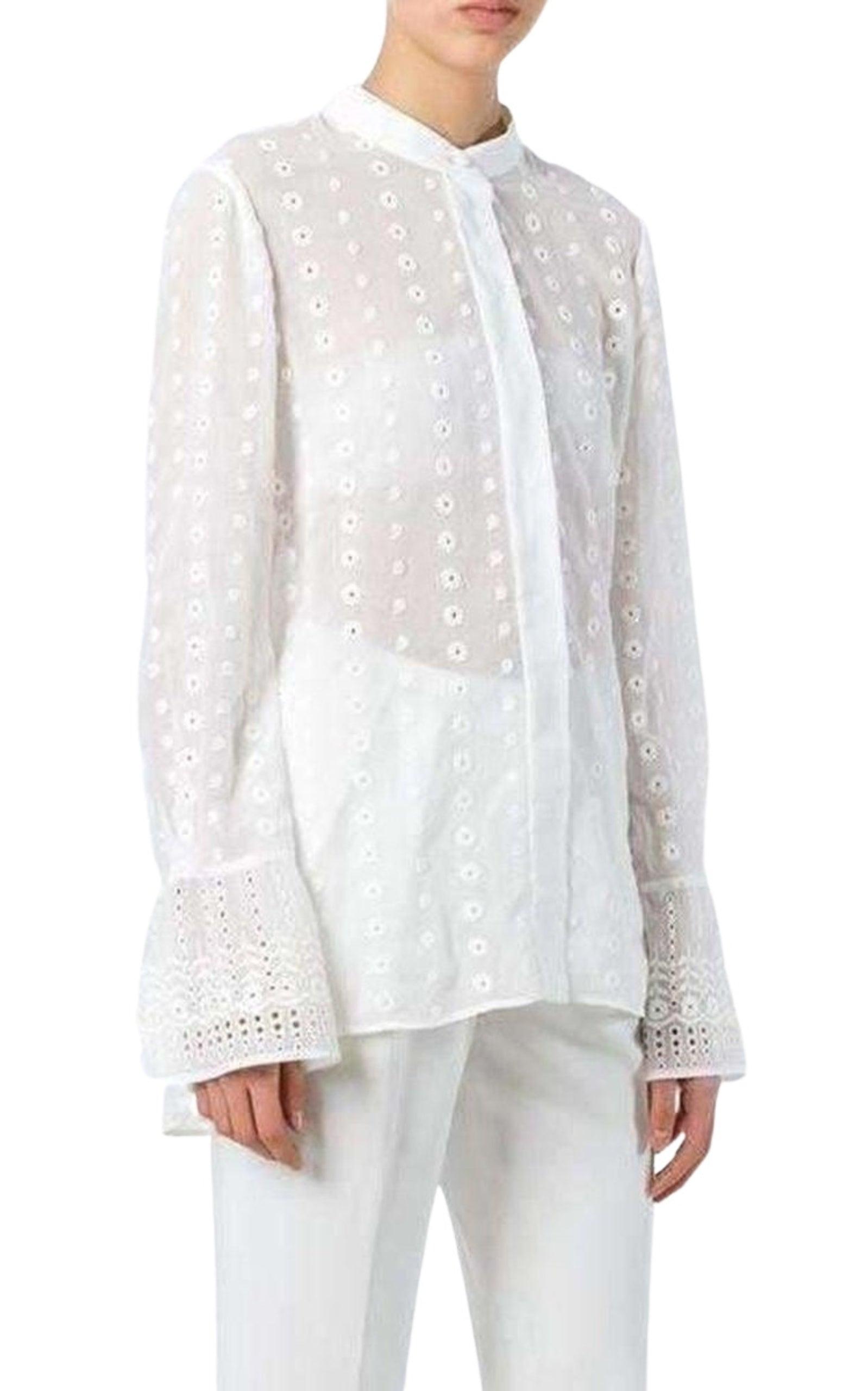 White Cotton Embroidered Shirt Chloe