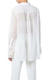 White Cotton Embroidered Shirt Chloe