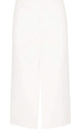 White Crepe Slit Knee Length Skirt Chloe