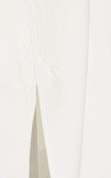 White Crepe Slit Knee Length Skirt Chloe