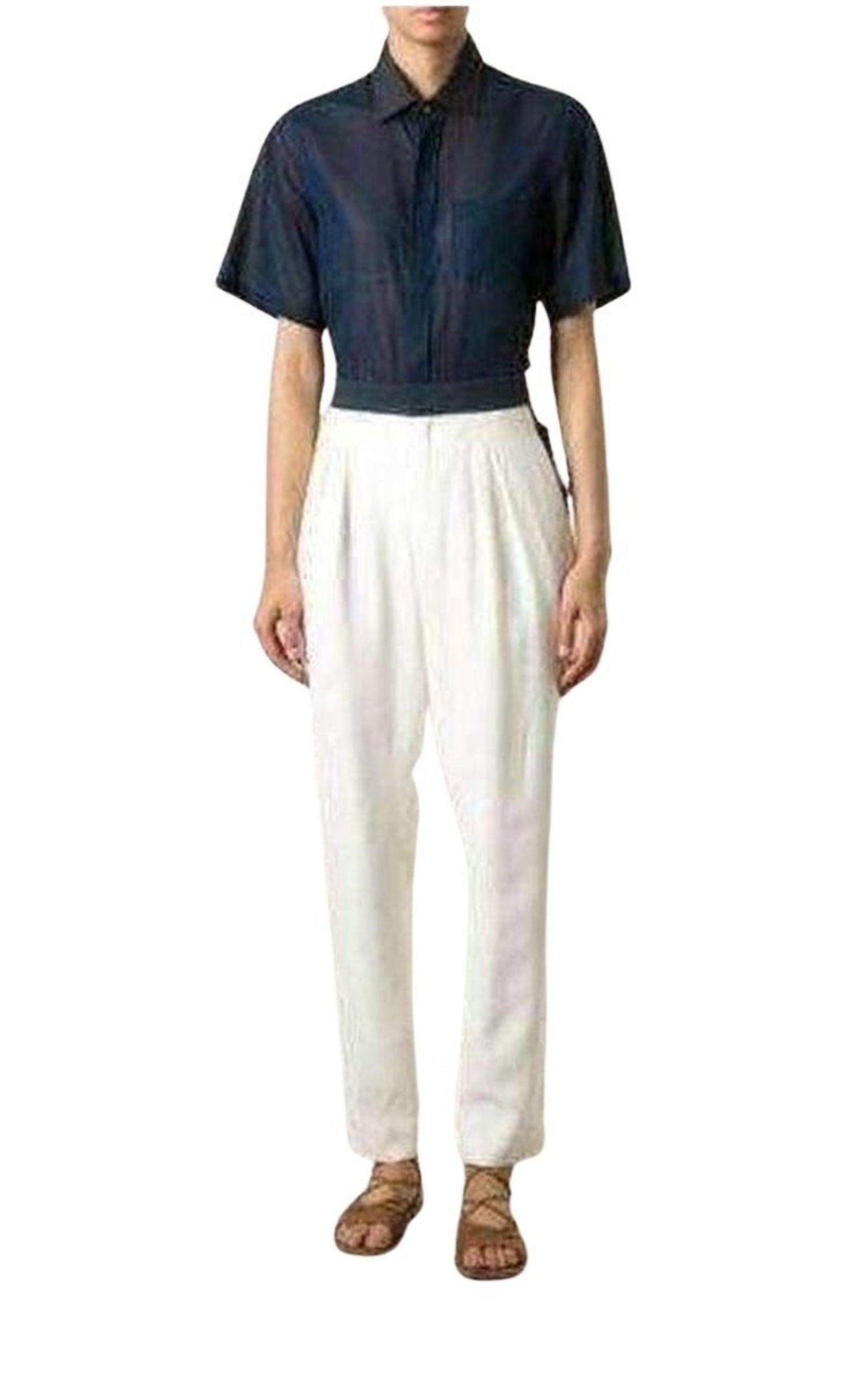 White Embroidered Cotton Pants Chloe