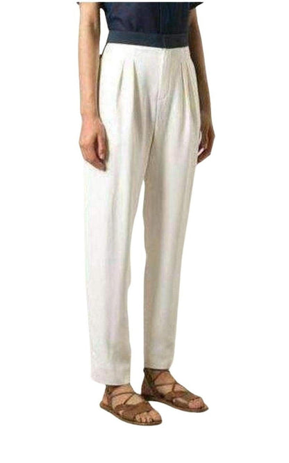 White Embroidered Cotton Pants Chloe