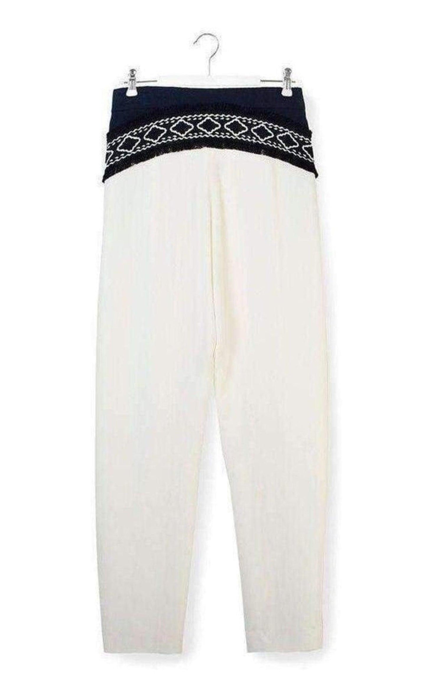 White Embroidered Cotton Pants Chloe