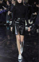 Black Vinyl A-Line Skirt Courreges