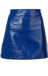 Blue Vinyl A-Line Skirt Courreges