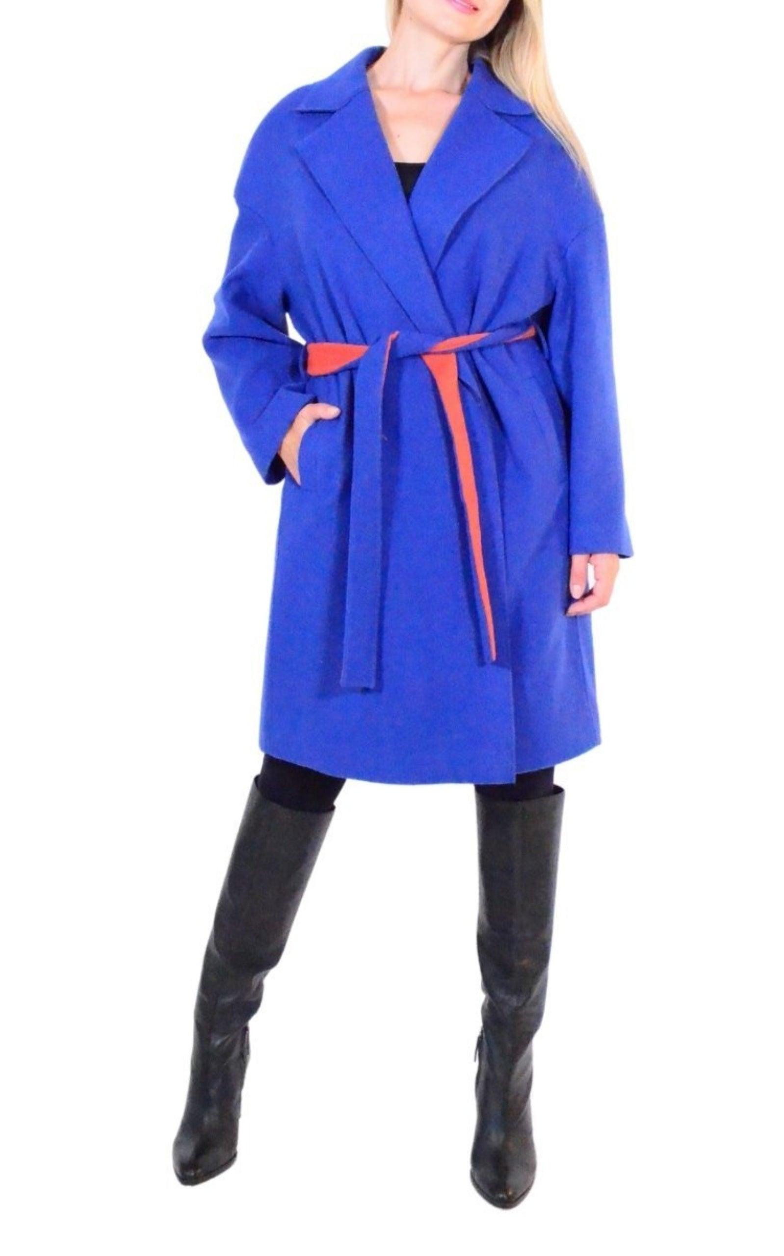 Blue Belted Wrap Trench Coat Cult Moda