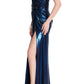 Cult Moda Blue Metallic Cocktail Prom Dress