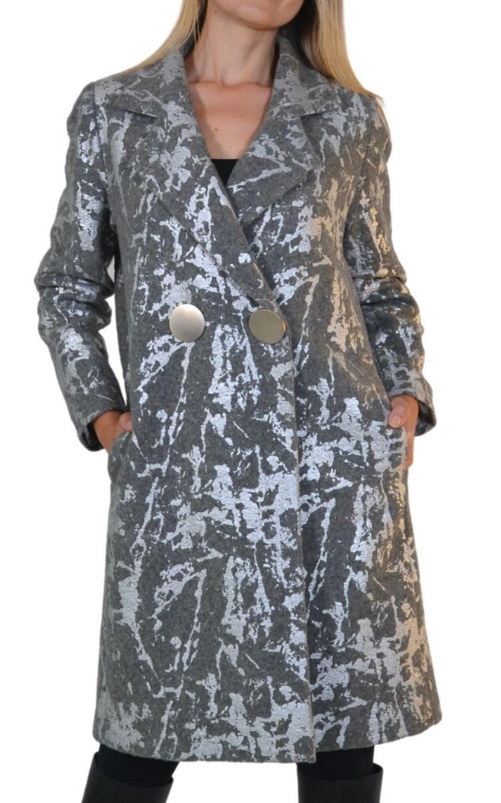 Silver Print Wool Blend Trench Coat Cult Moda