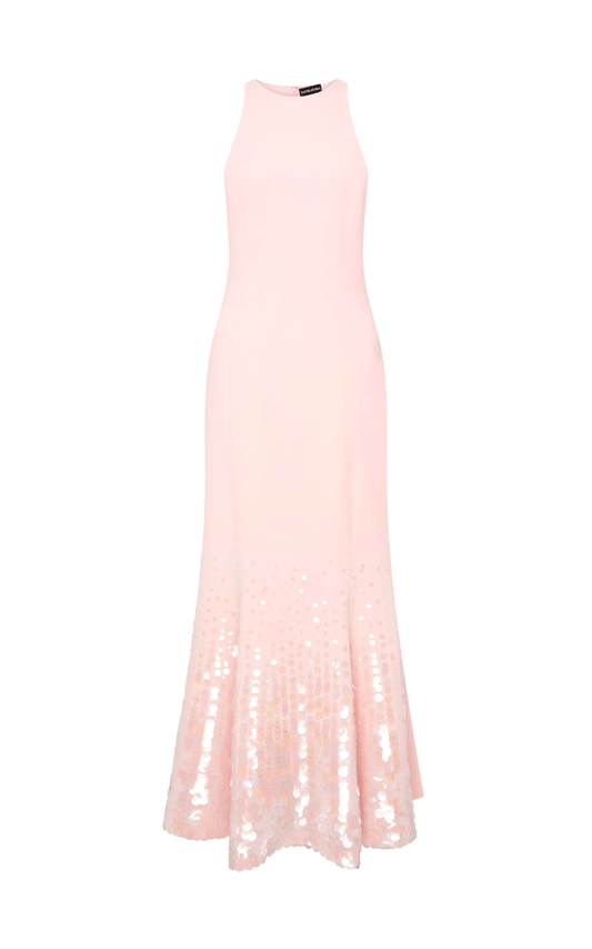 David Koma Paillette Illusion Midi Pink Dress