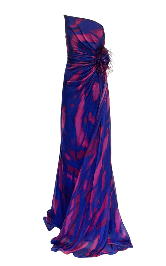 Dekolte Strapless Purple Cocktail Party Dress