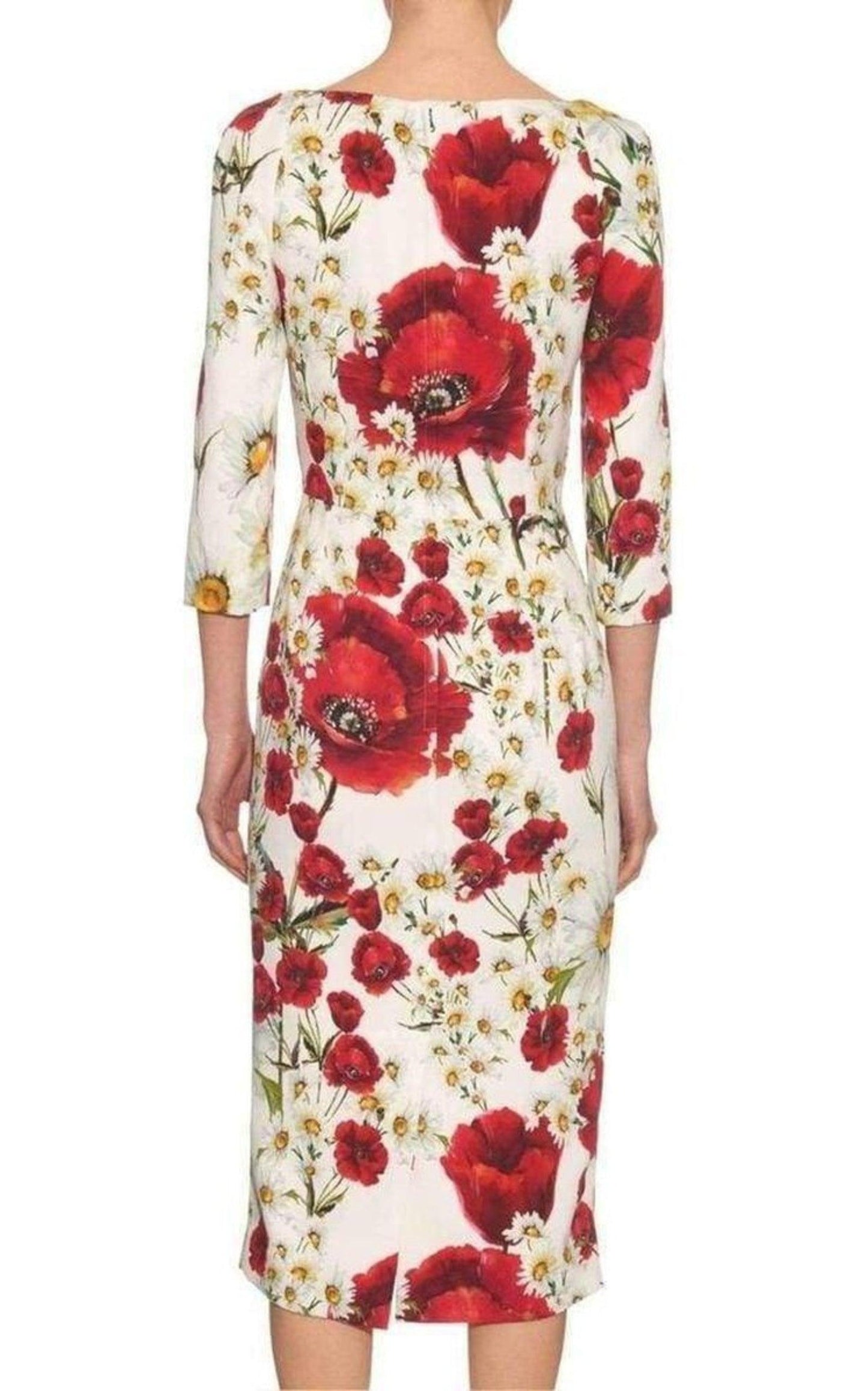 Daisy and Poppy Print Silk Blend Dress Dolce & Gabbana