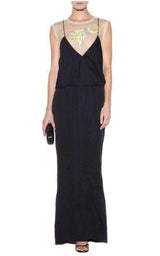 Black Full Length Embellished Dress Dries Van Noten