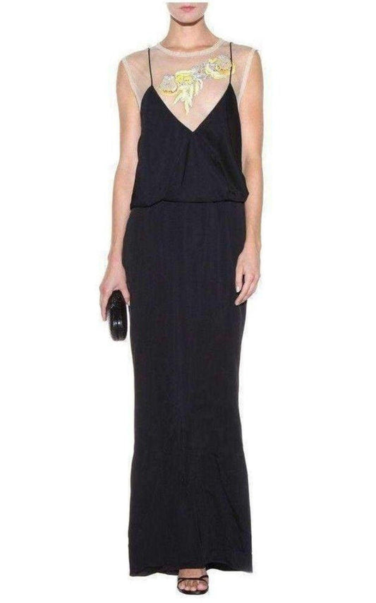 Black Full Length Embellished Dress Dries Van Noten