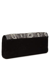 Black Nabuck Leather & Swarovski Crystal Clutch Dries Van Noten