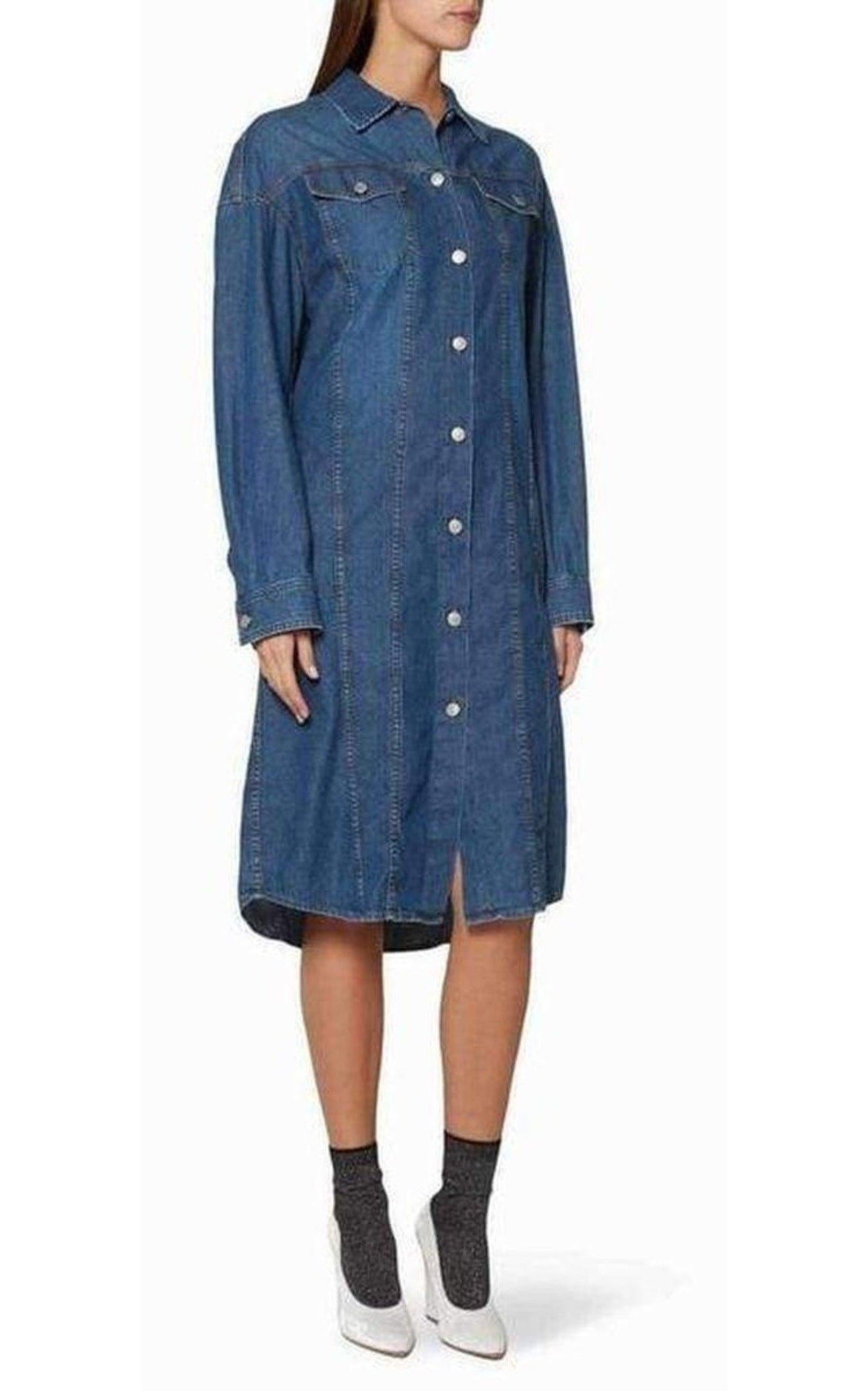 Doralie Blue Denim Shirt Dress Dries Van Noten