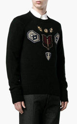 Embroidered Master Patch Cashmere Sweater Dries Van Noten