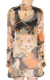 Floral Print Silk Chiffon Shirt Dries Van Noten