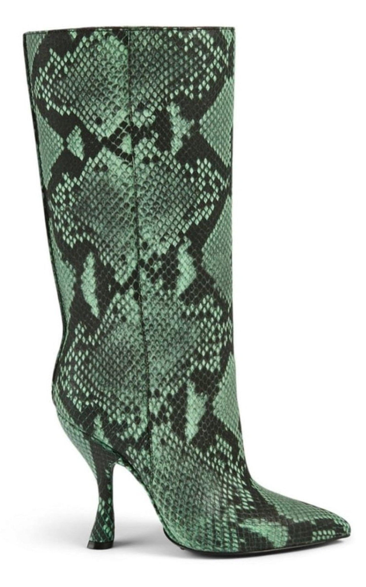 Green 100 Snake Print Leather Boots Dries Van Noten