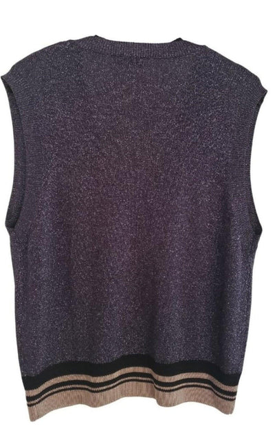 Purple Lurex V-neck Sleeveless Top Dries Van Noten