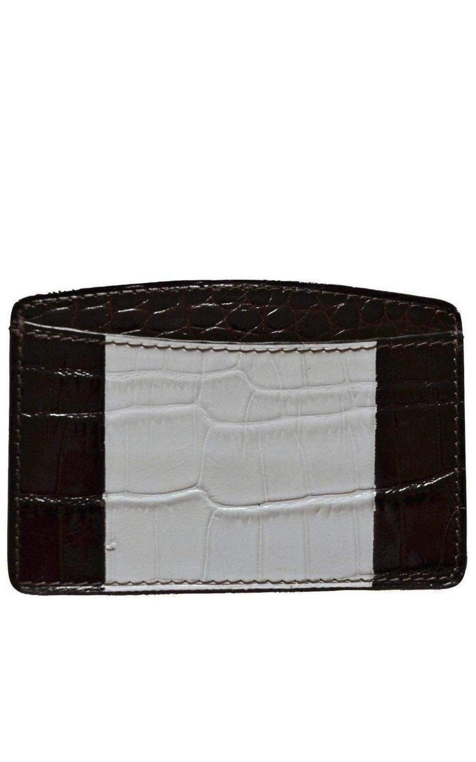 Two Tone Crock Print Leather Card Holder Dries Van Noten