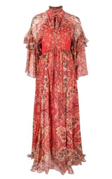 Paisley-print Ruffle Silk Gown Etro