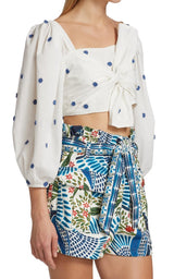 Flower-Embroidered Cotton Crop Top Farm Rio