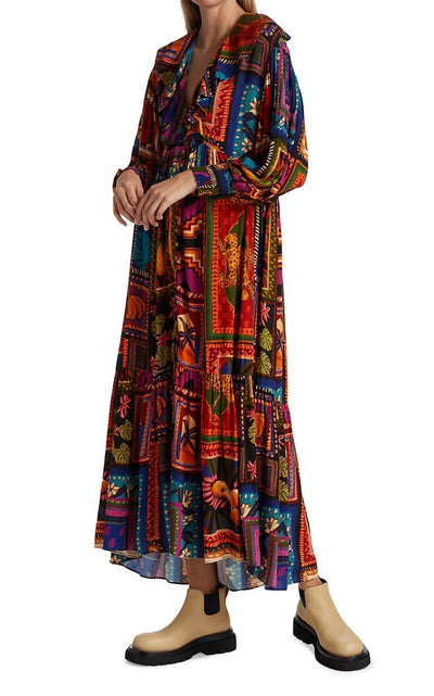 Patchwork Tapestry Ankle Maxi Dress Farm Rio