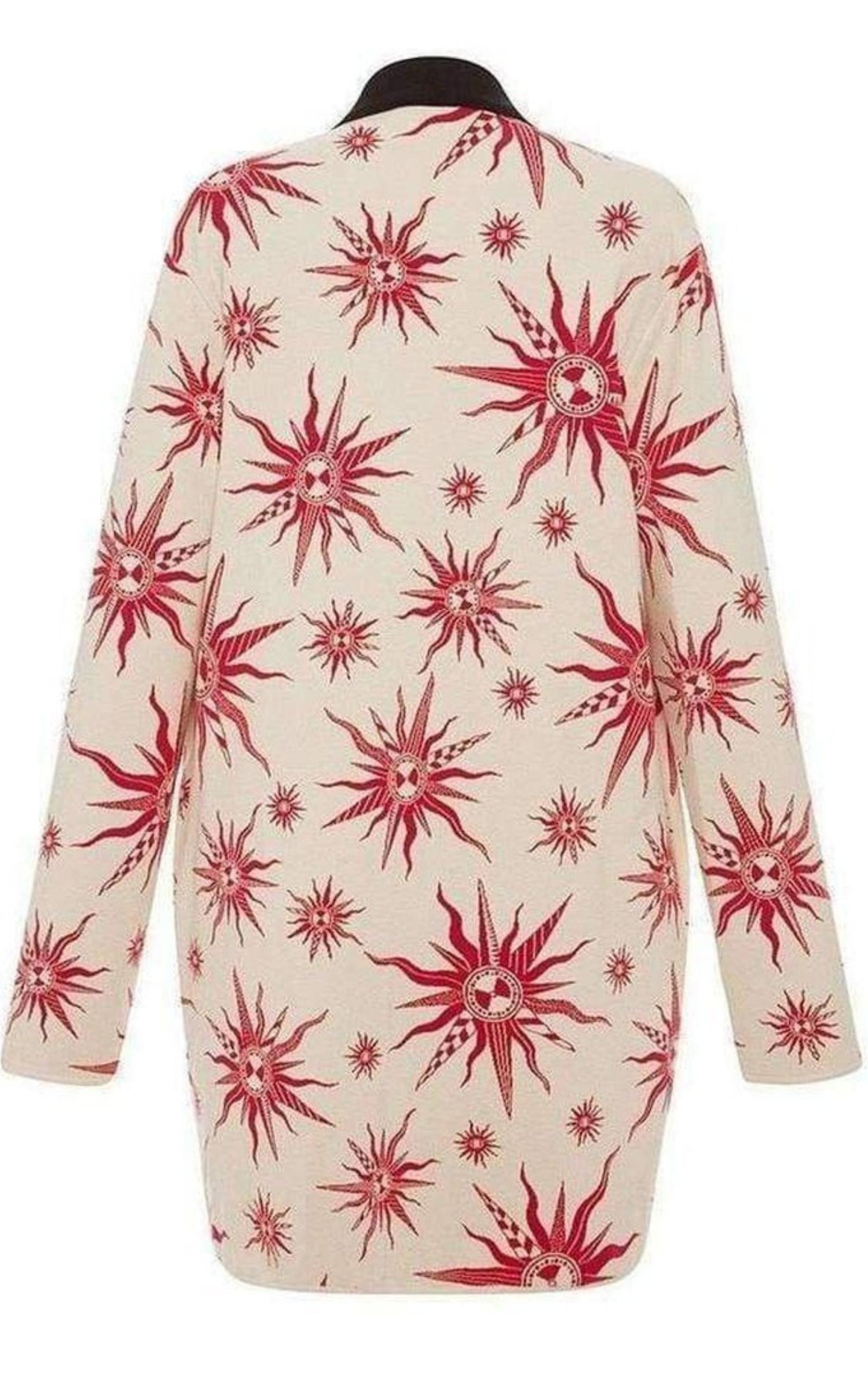 Knit Star Ivory Red Caban Coat Fausto Puglisi