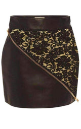 Leather and Lace Mini Skirt Fausto Puglisi