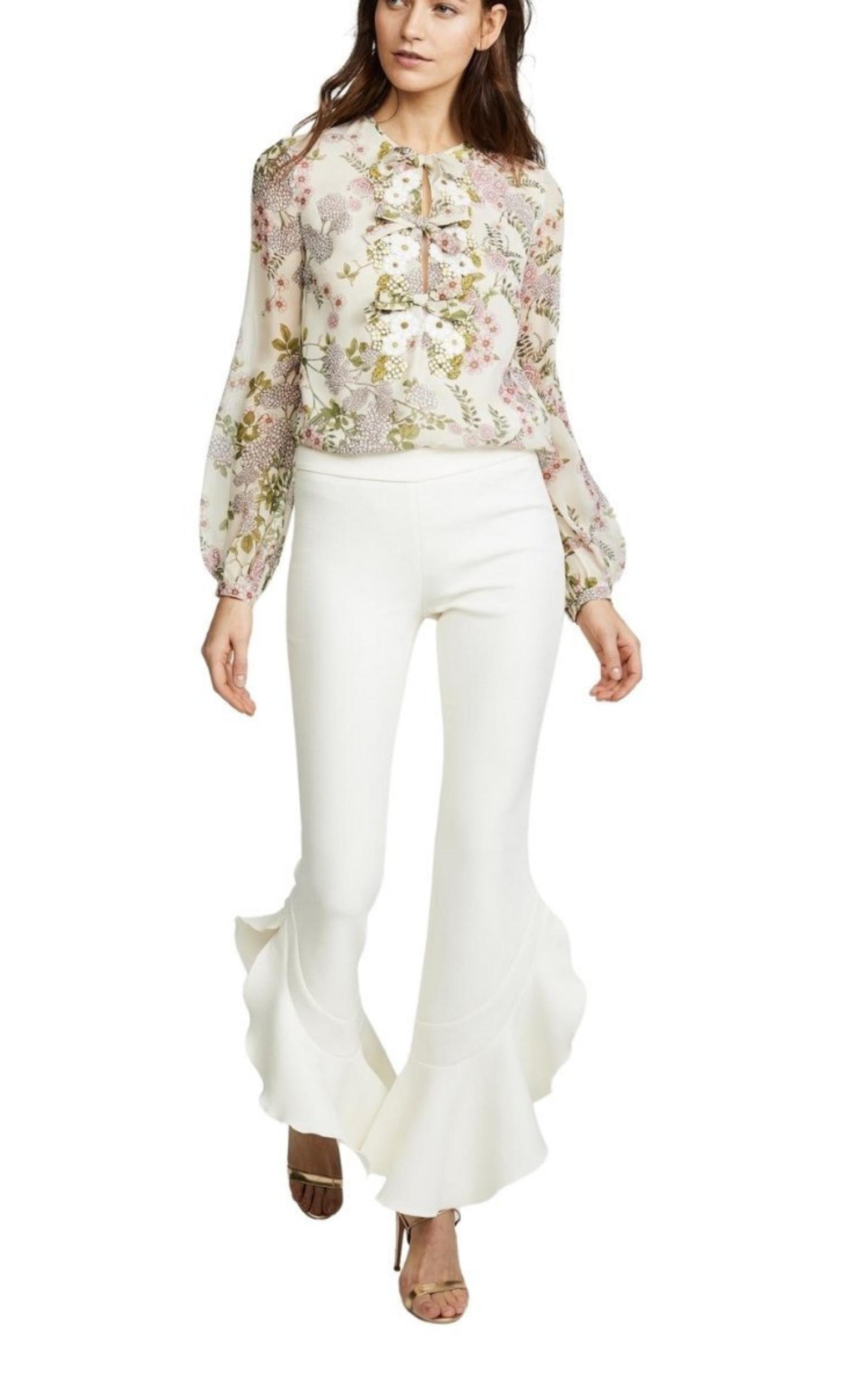 Crepe Ruffle Pants Giambattista Valli