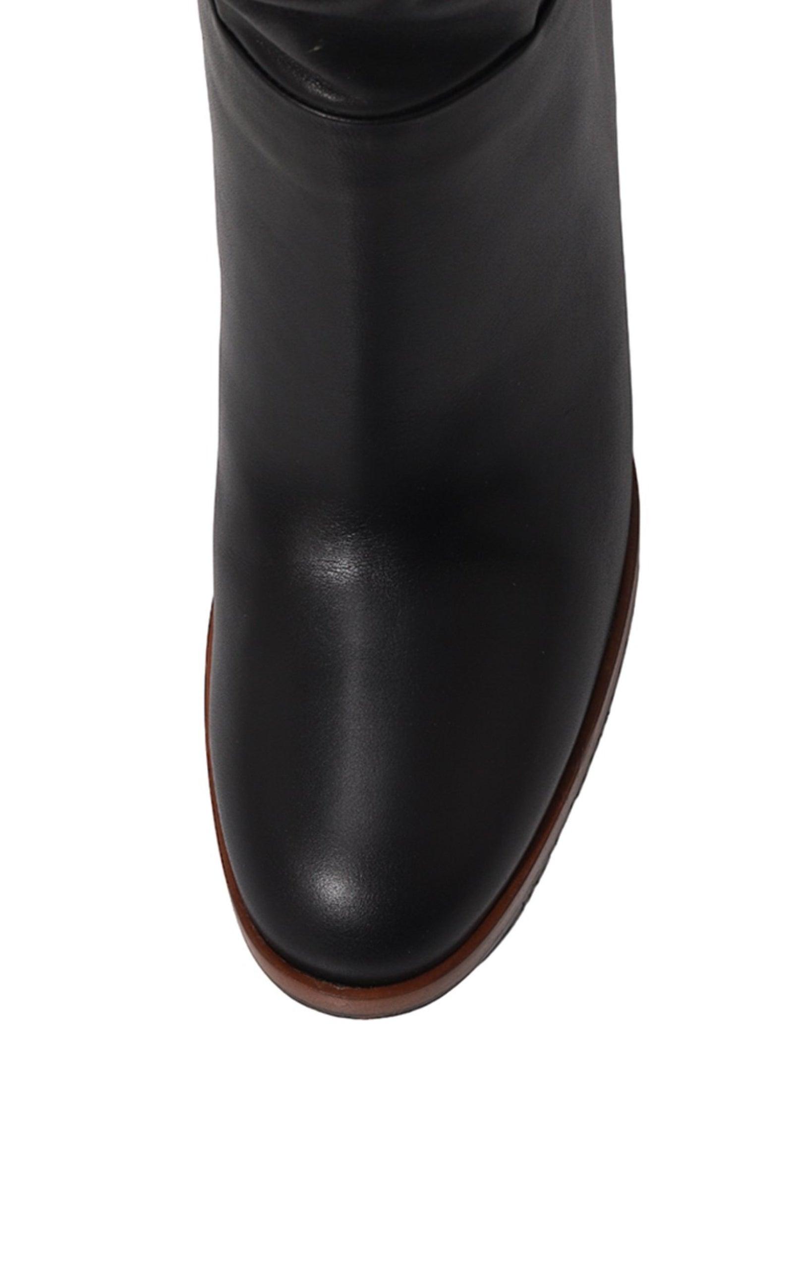 Gucci Black Leather Boots up to the Knee with Mid-heel