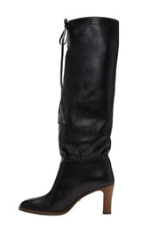 Black Leather Mid-heel Boot Gucci