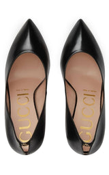 Black Leather Stiletto Pump Gucci