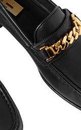 Black Leather Sylvie Chain Loafers Gucci