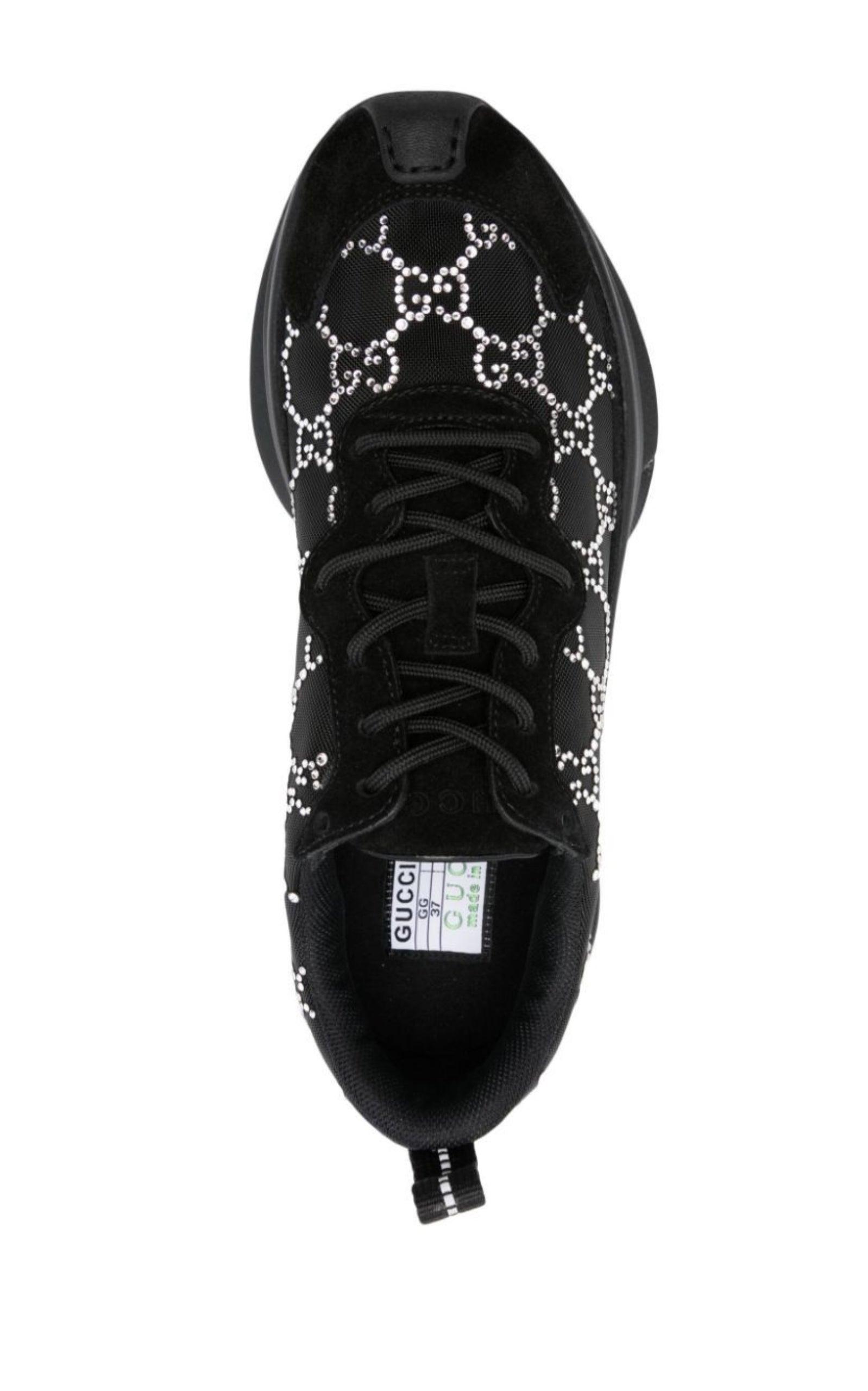 Gucci Black Mesh Runners with Crystals