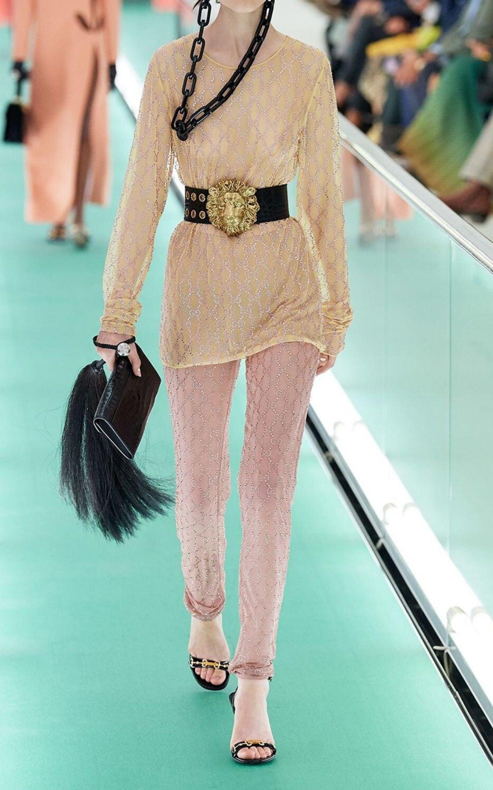 Gucci Crystal Embroidered Sheer Tulle Top - Runway Catalog