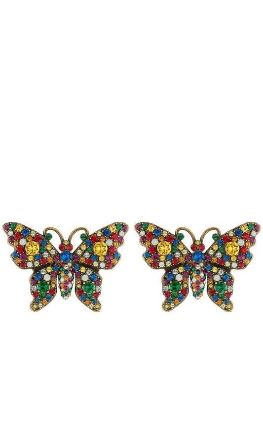 Crystal Studded Butterfly Earrings Gucci