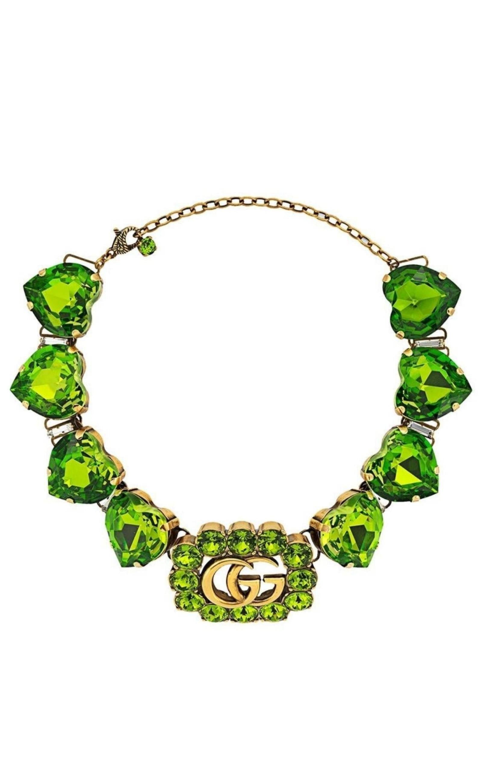 Double G Heart-crystal Necklace Gucci