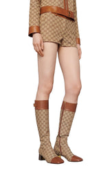 Ellis GG-Monogram Canvas Knee-High Boots Gucci