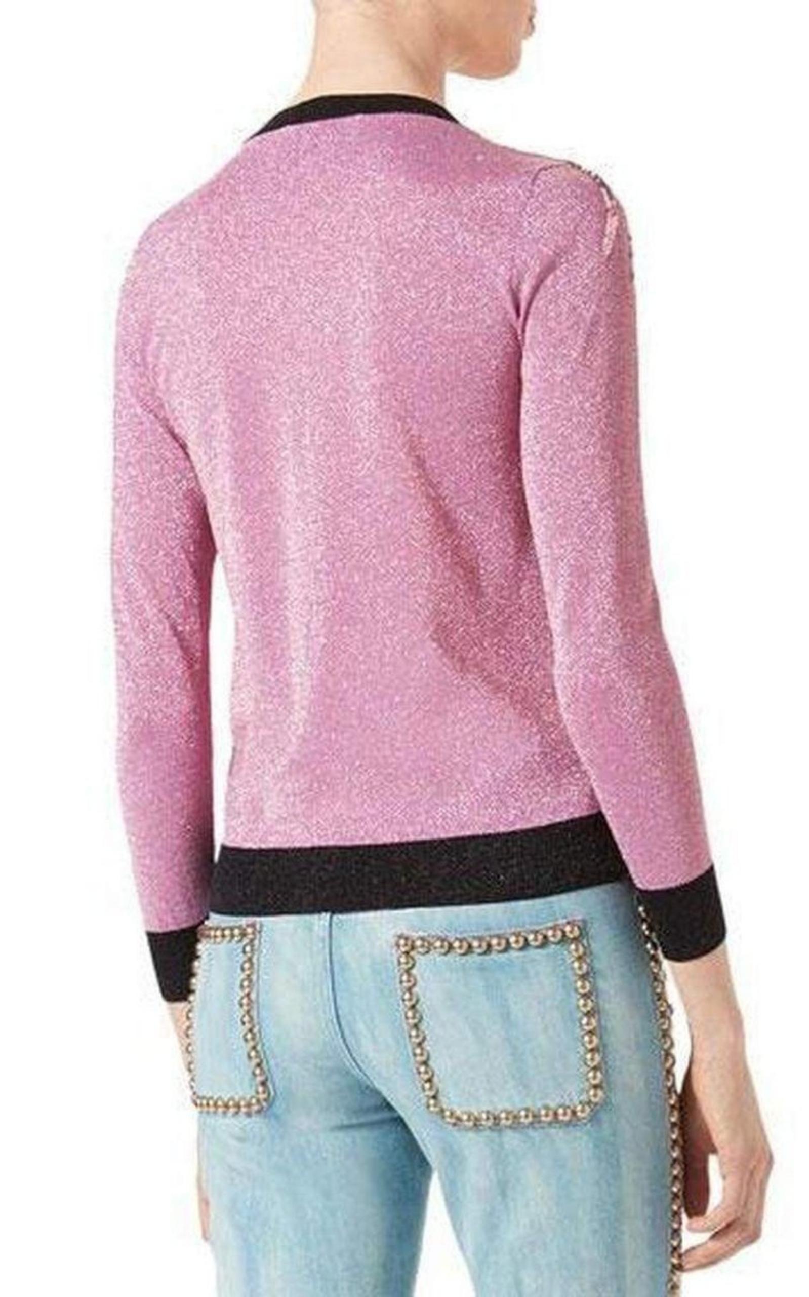 Embroidered Metallic Light Pink Sweater Gucci