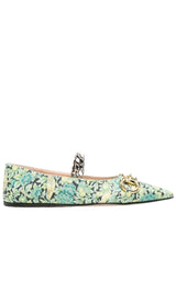 Floral Horsebit Ballerina Shoes Gucci