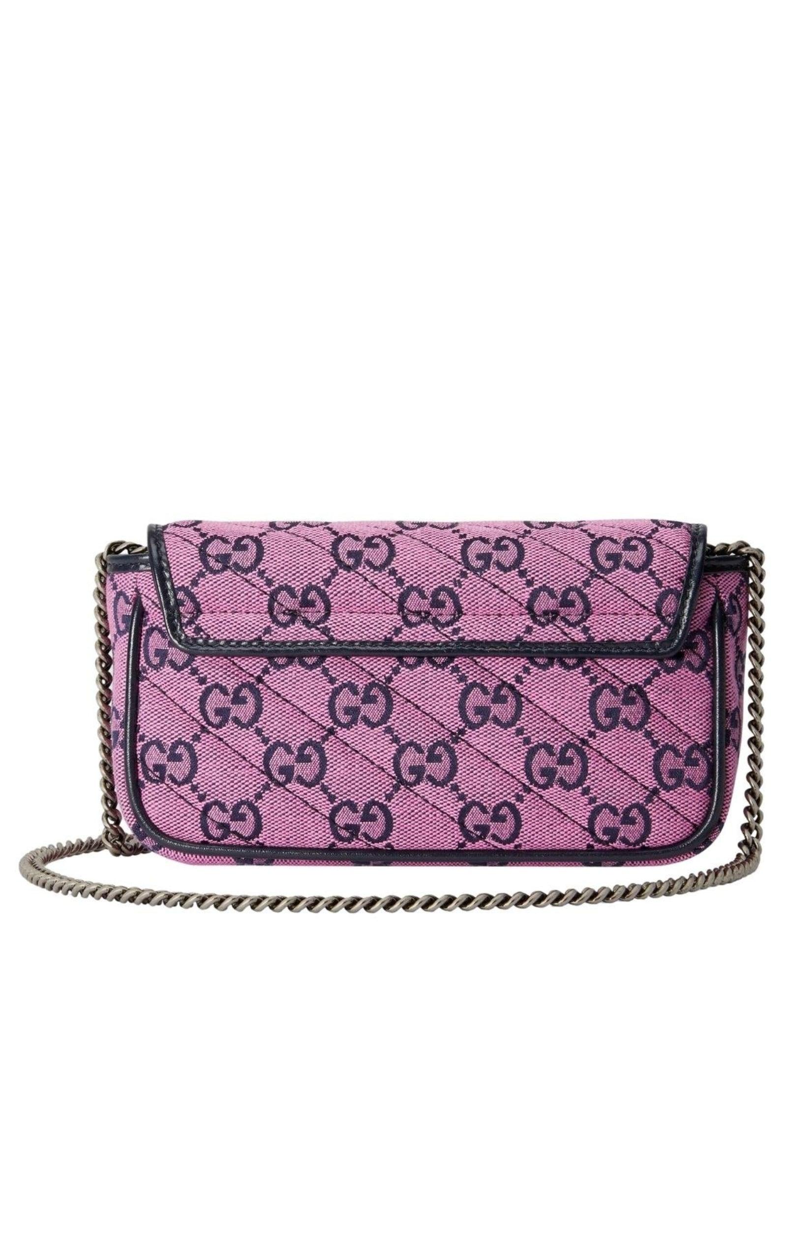 GG Marmont Pink Embroidery Super Mini Bag Gucci