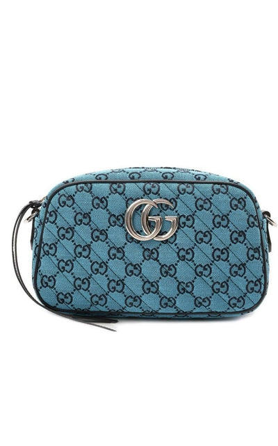 GG Marmont Quilted Crossbody Bag in Blue Gucci