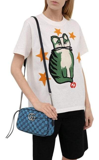 GG Marmont Quilted Crossbody Bag in Blue Gucci